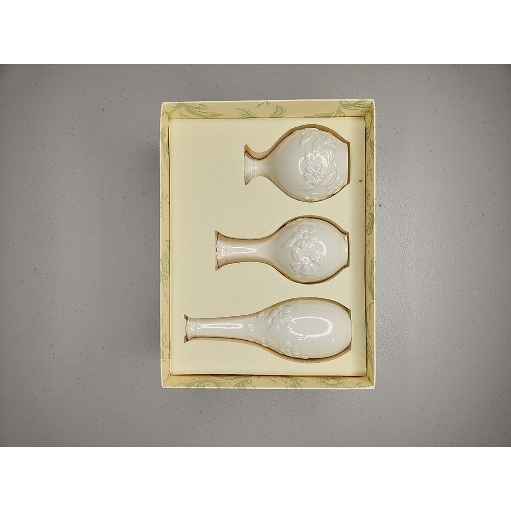 Vintage LENOX Ivory POSY VASES With Original Box 3 PC Set